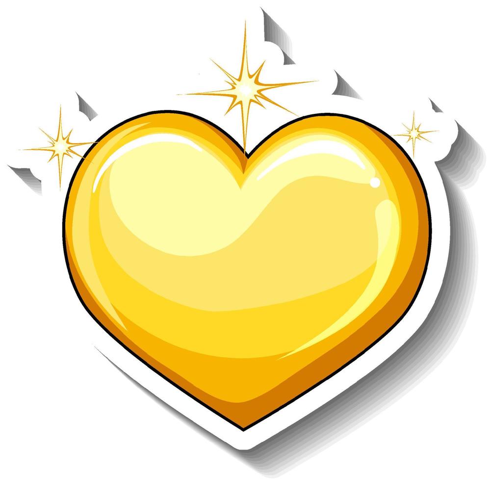 A yellow gradient heart cartoon sticker vector