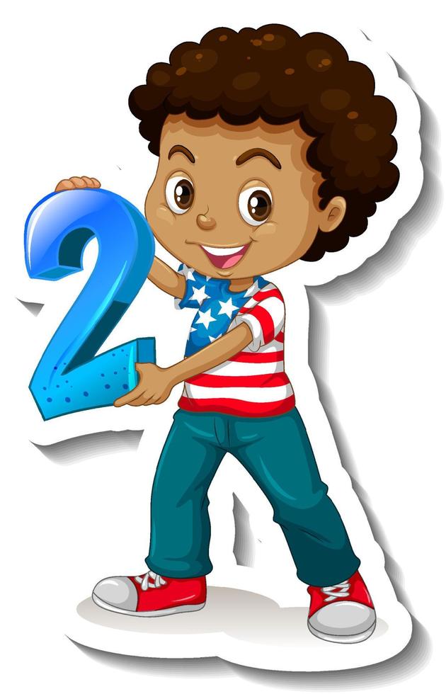 Student boy holding number two 5096723 Vector Art at Vecteezy
