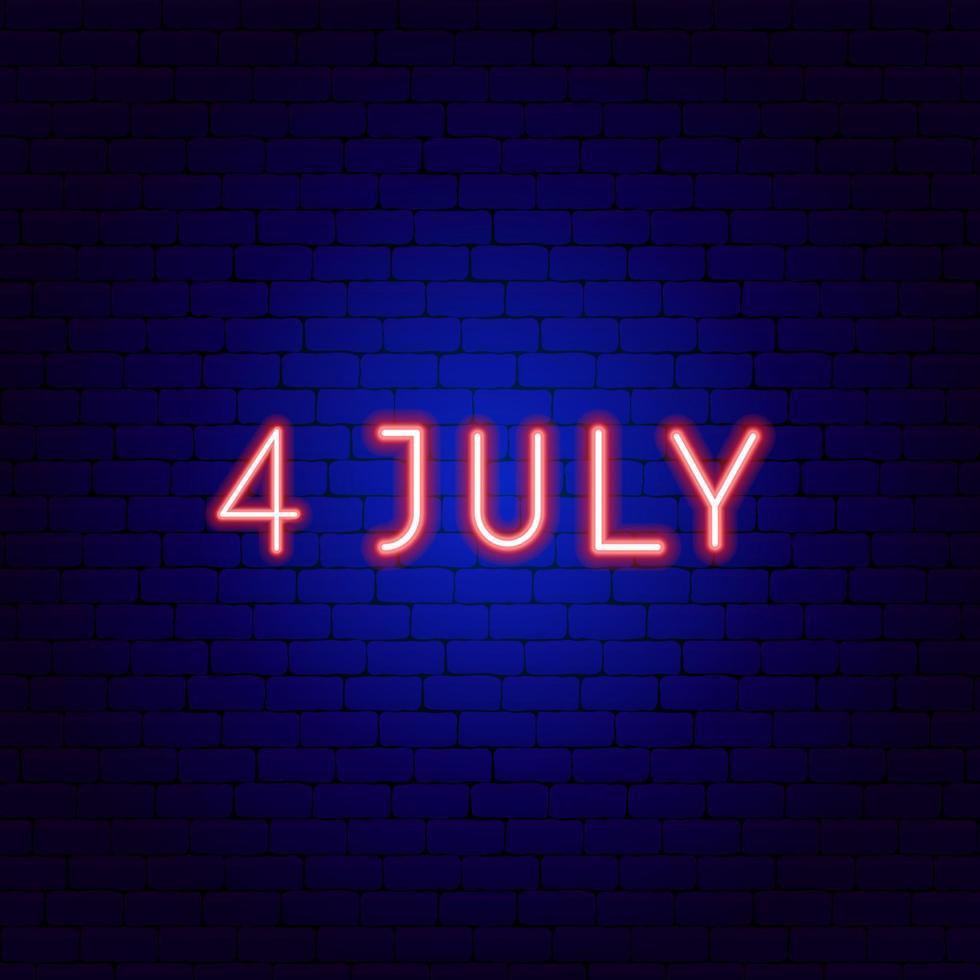 The Fourth of July Neon Text vector