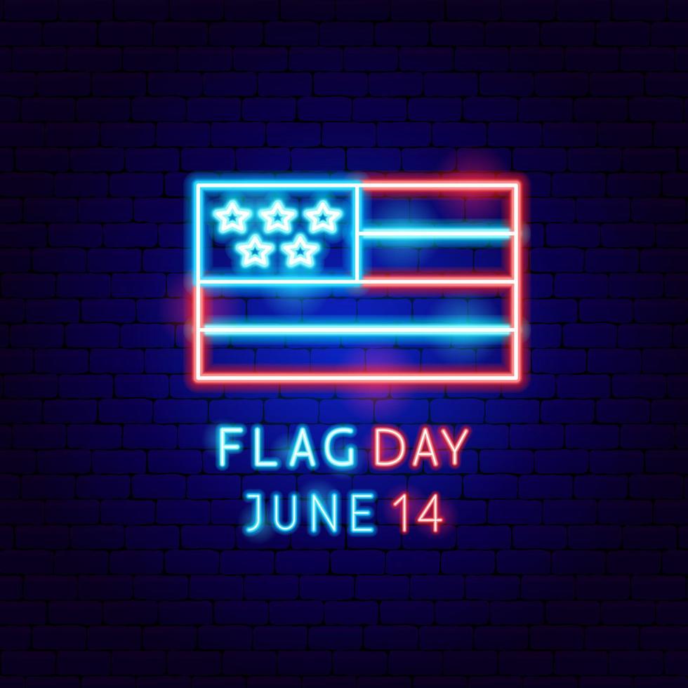 Flag Day USA Neon Label vector