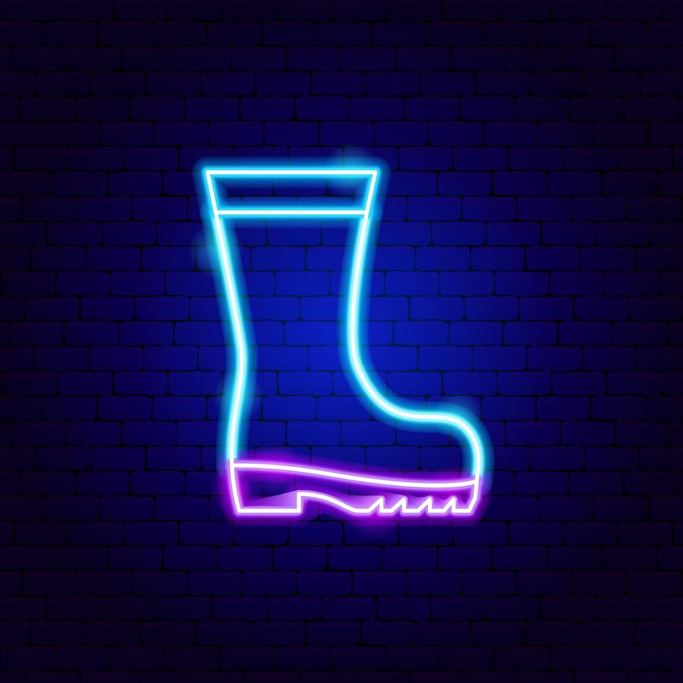 Rain Boot Neon Sign vector