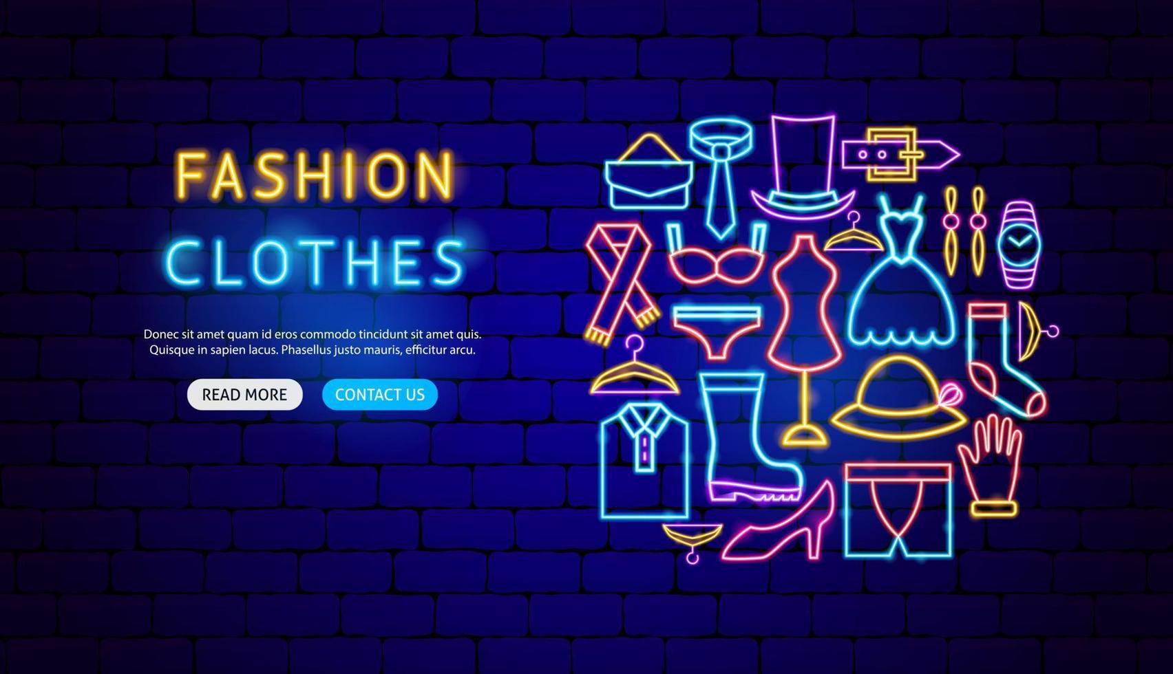 Fashion Clothes Neon Banner Design vector