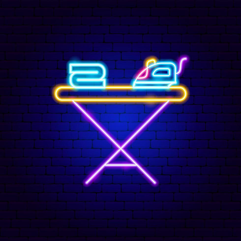 Ironing Board Neon Sign vector