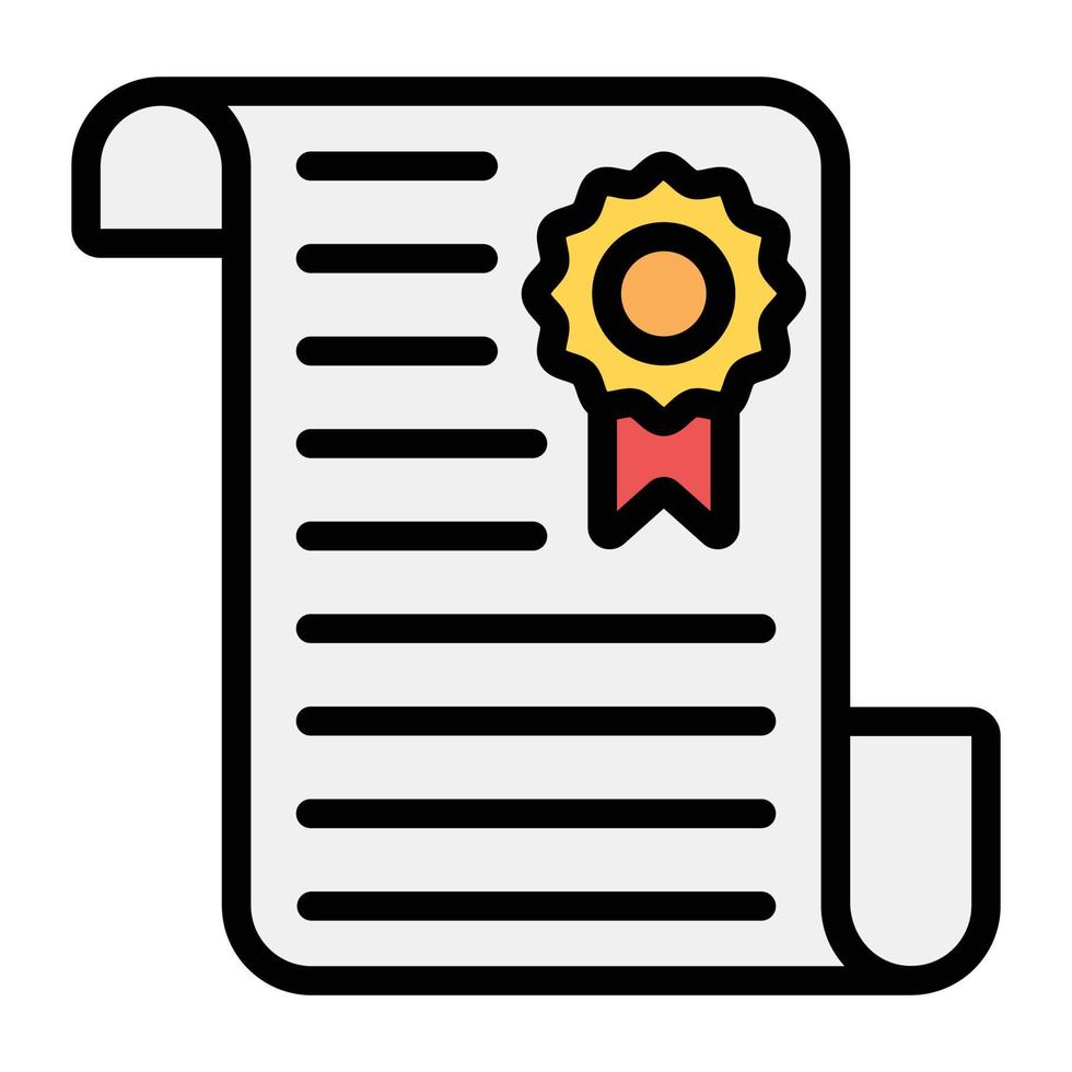 icono de diploma en estilo plano, certificado académico en estilo moderno vector