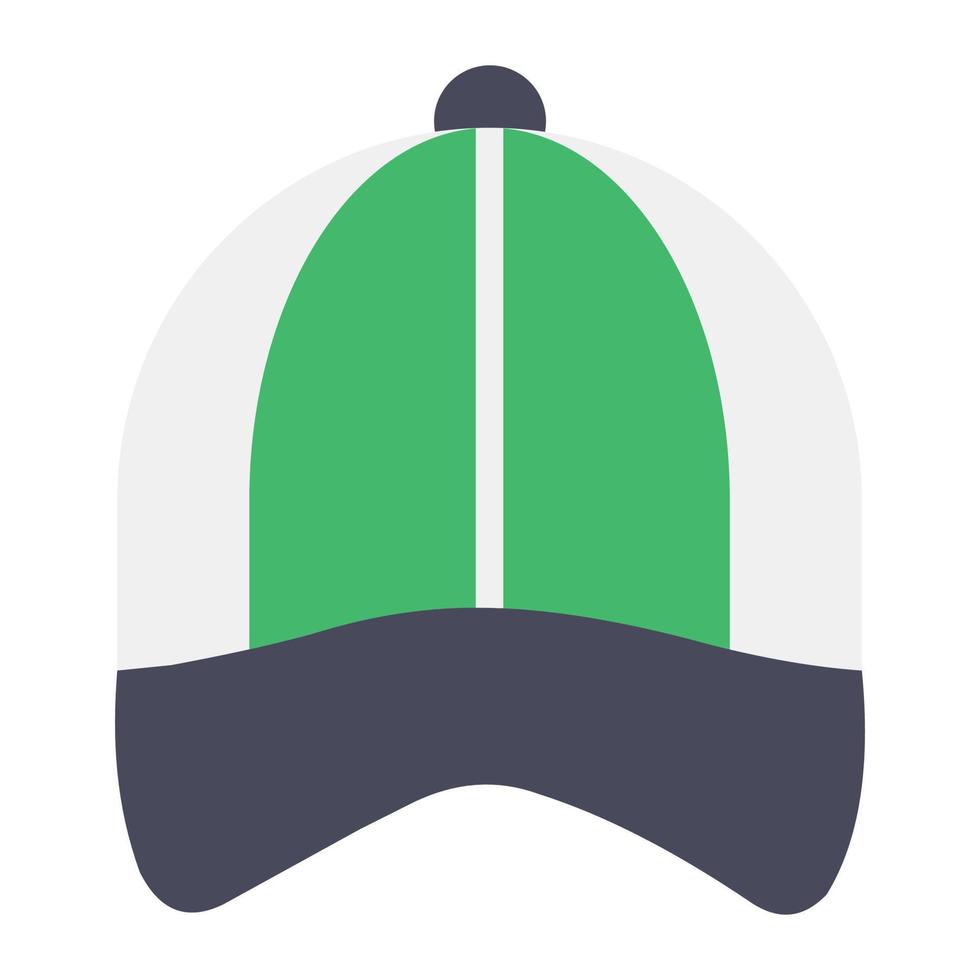 An icon of p cap, flat vector of sports accessory