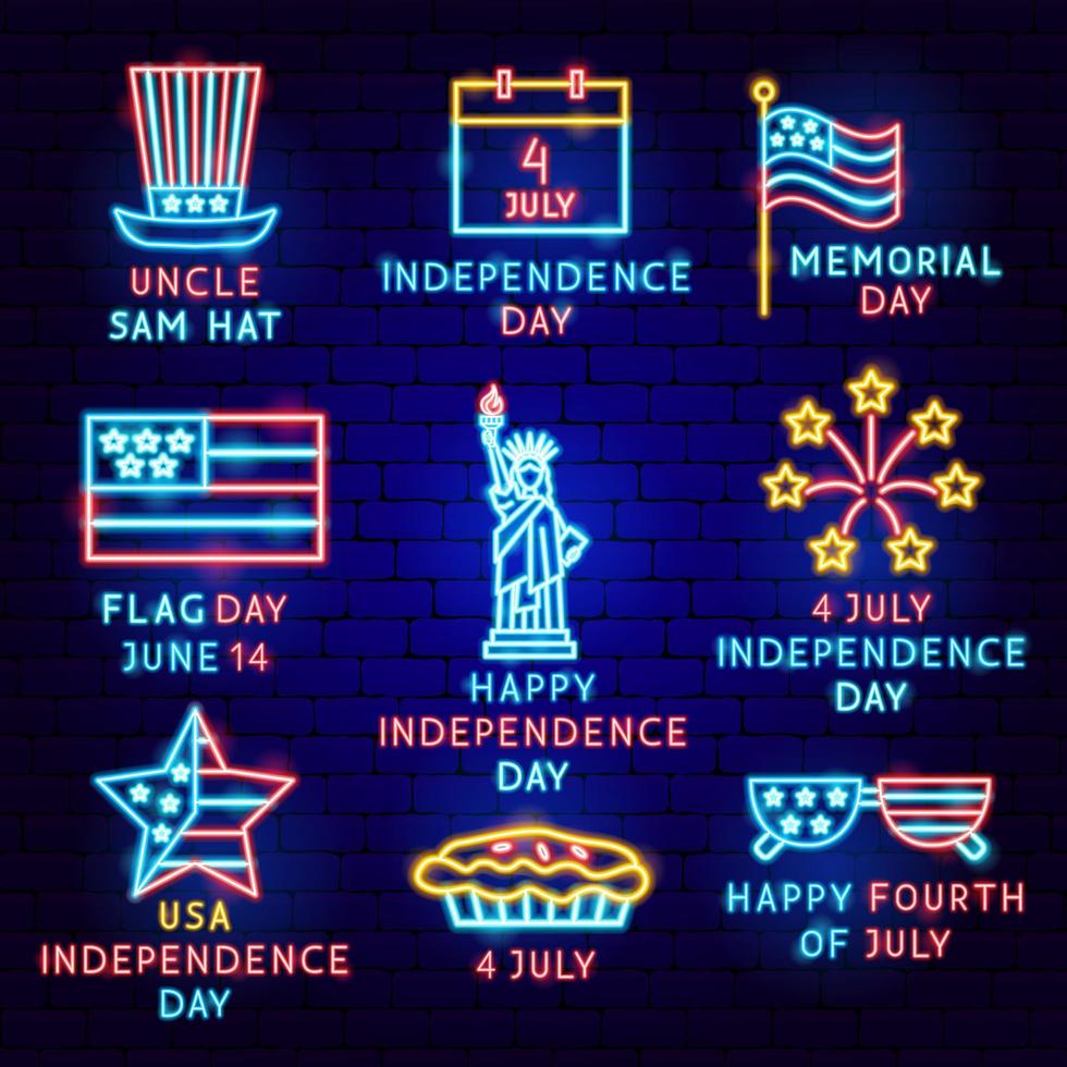 Independence Day Label Set vector