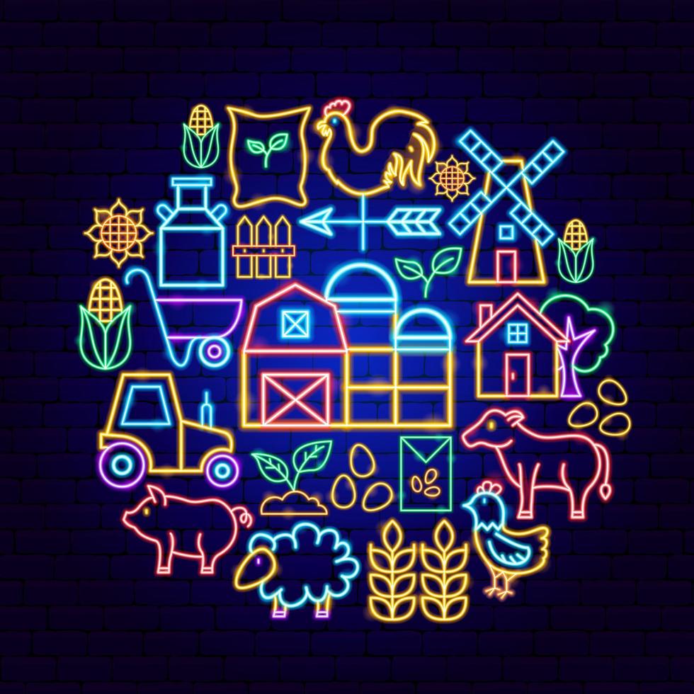 Farming Neon Concept vector