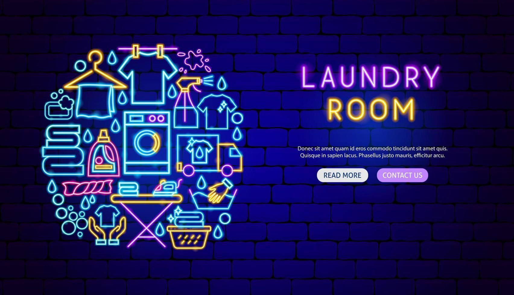 Laundry Room Neon Banner Design vector