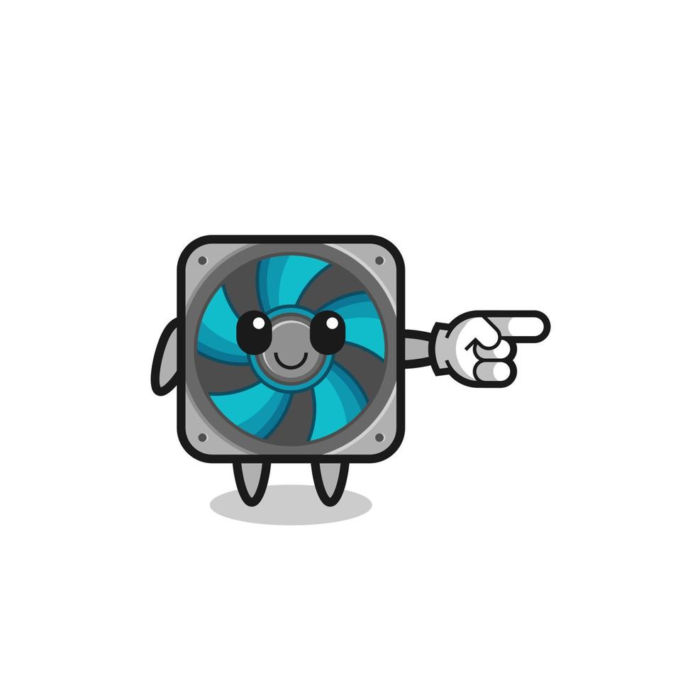 computer fan mascot with pointing right gesture vector