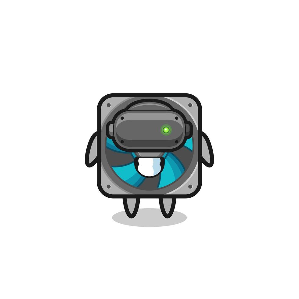 cute computer fan using VR headset vector