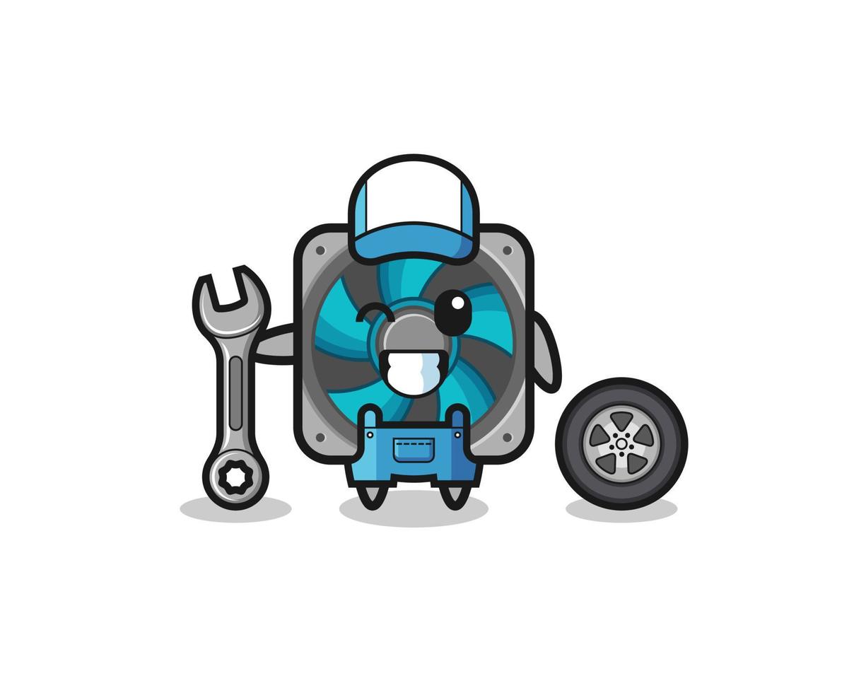 the computer fan character as a mechanic mascot vector