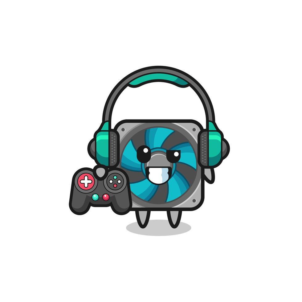 computer fan gamer mascot holding a game controller vector