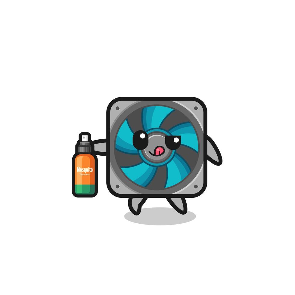 cute computer fan holding mosquito repellent vector