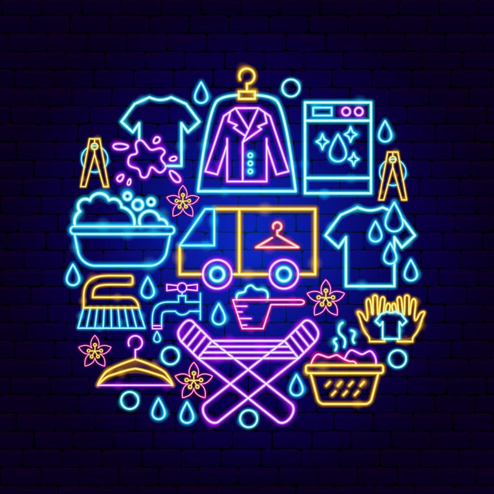 Laundry Room Neon Concept vector