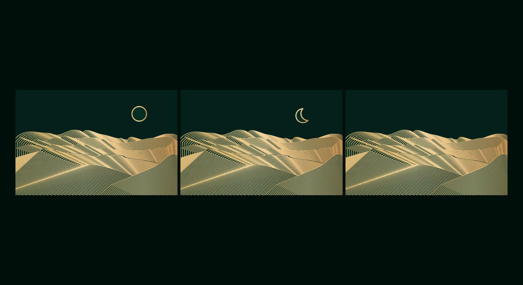 set of creative minimalist modern line art print. Abstract mountain contemporary aesthetic backgrounds landscapes. with mountain, forest, sea, skyline, wave. vector illustrations