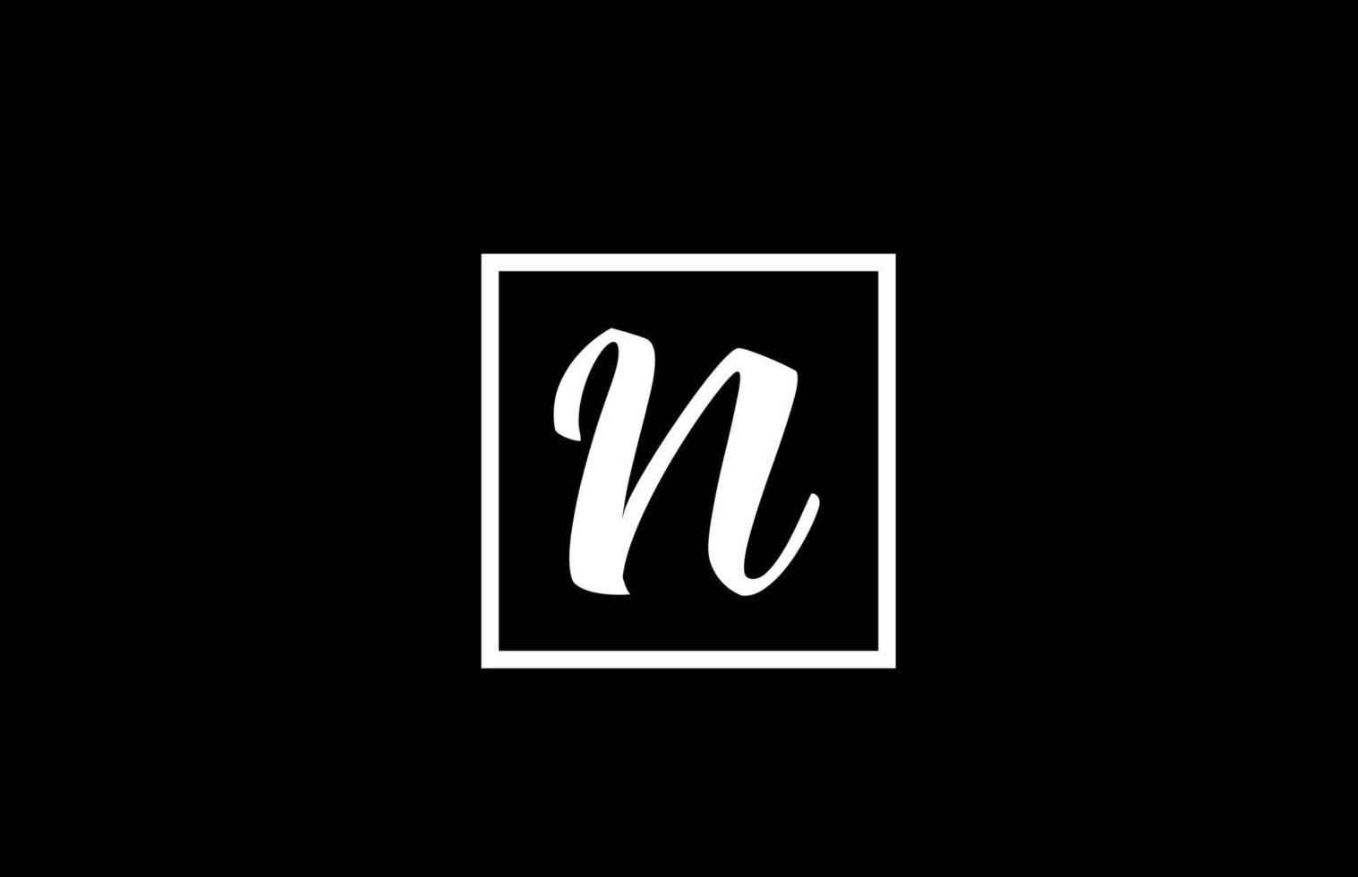 black and white N alphabet letter logo icon. Simple square design for business and company vector