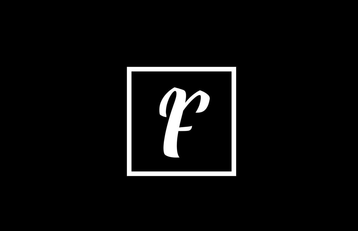 black and white F alphabet letter logo icon. Simple square design for business and company vector