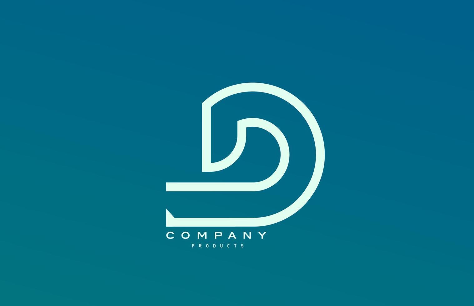 icono del logotipo de la letra del alfabeto d blanco azul con línea. diseño para negocios y empresa vector