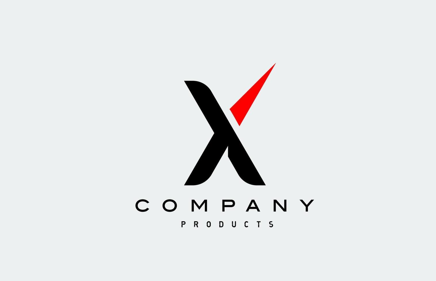 X red alphabet letter logo icon with black colour. Creative design for business and company vector