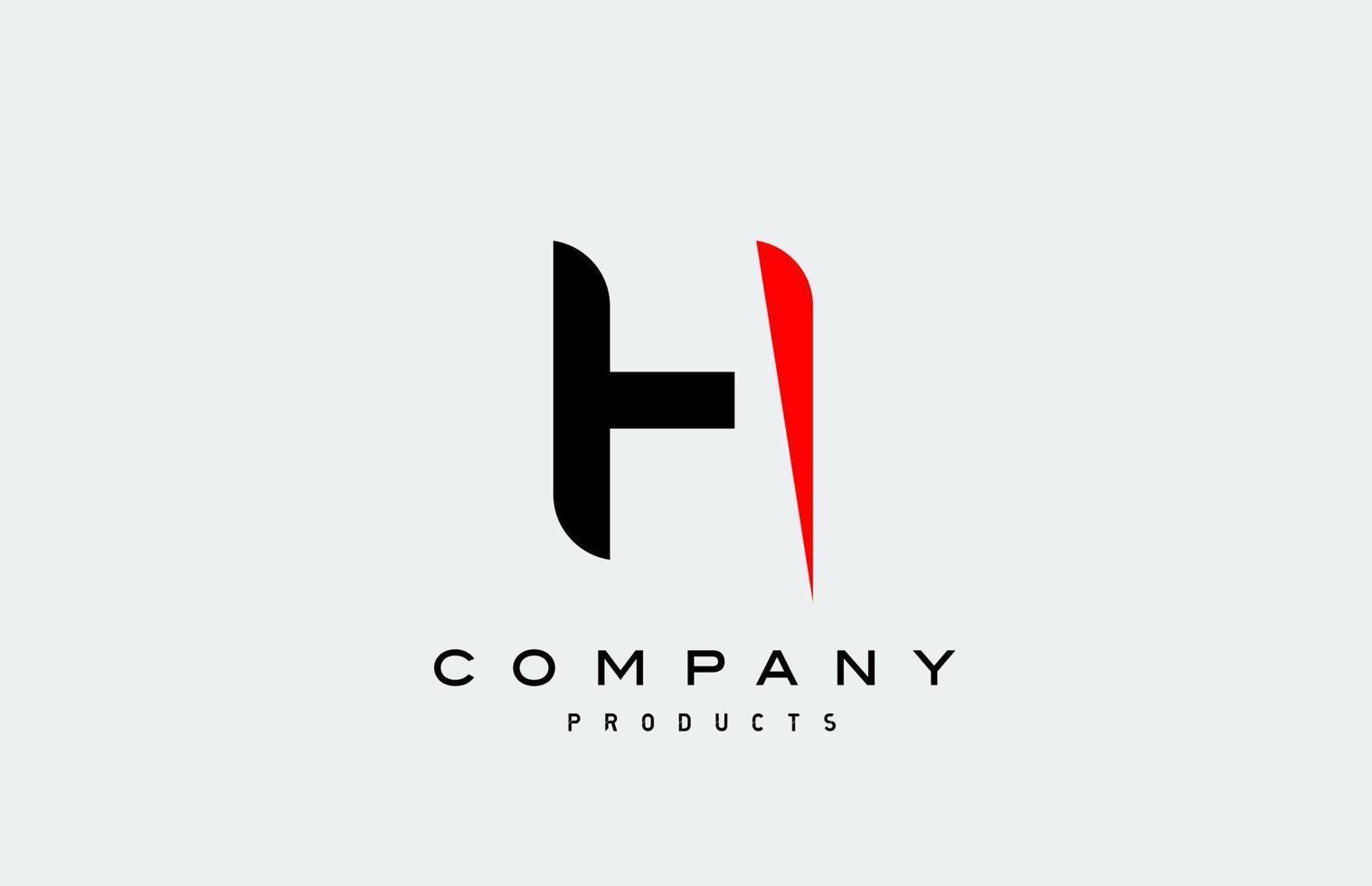 H red alphabet letter logo icon with black colour. Creative design for business and company vector