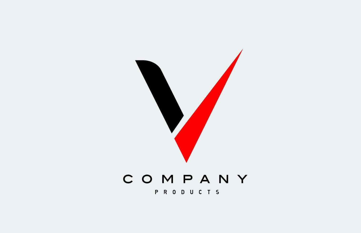 V red alphabet letter logo icon with black colour. Creative design for business and company vector