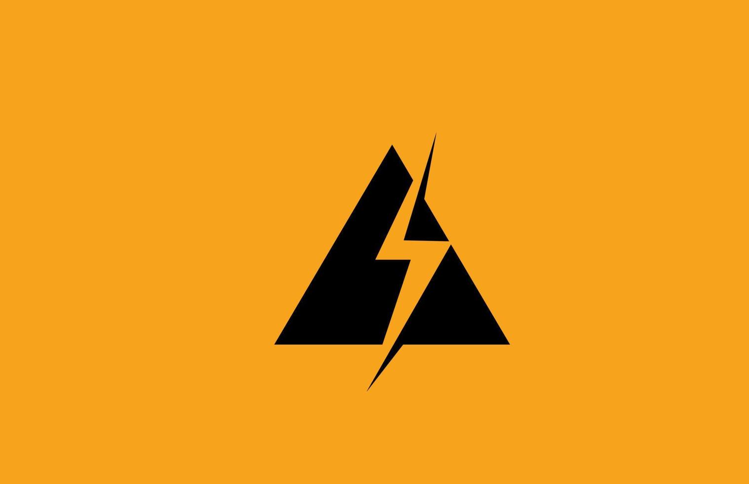 un icono del logotipo de la letra del alfabeto amarillo negro. diseño de rayos eléctricos para negocios de energía o energía vector