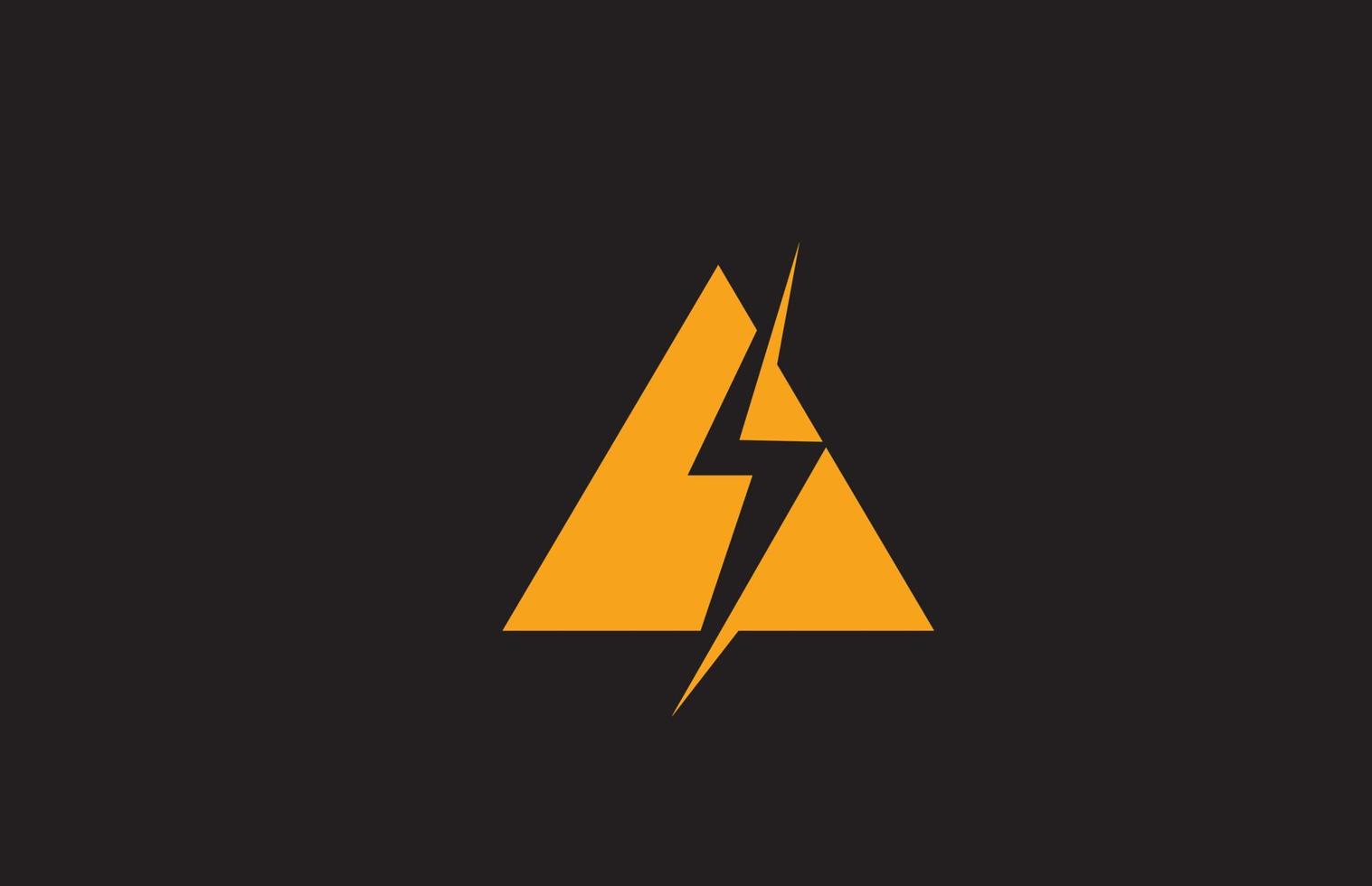 un icono del logotipo de la letra del alfabeto negro amarillo. diseño de rayos eléctricos para negocios de energía o energía vector