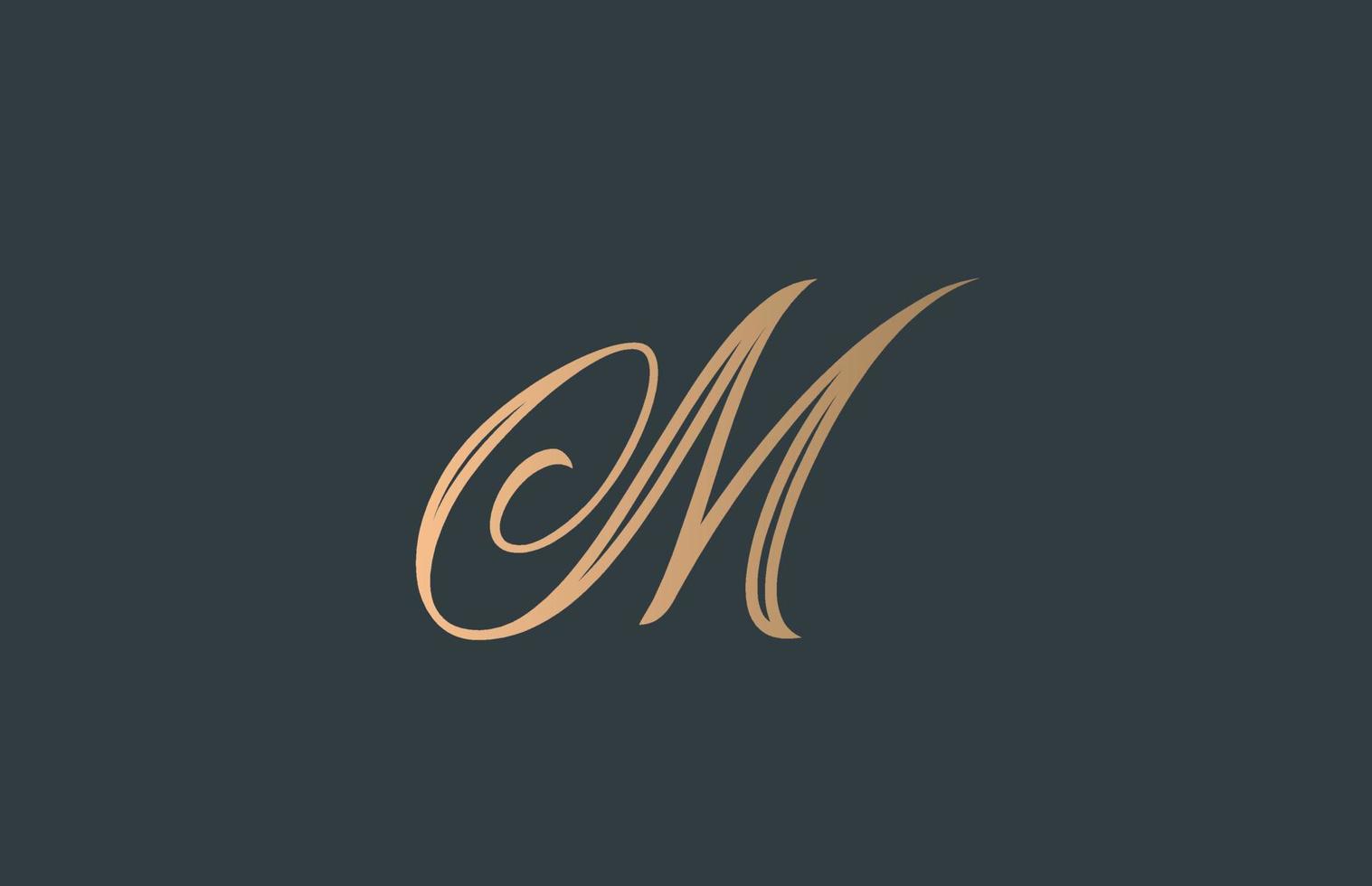 icono del logotipo de la letra del alfabeto m de caligrafía verde amarilla. diseño elegante para negocios y empresa vector