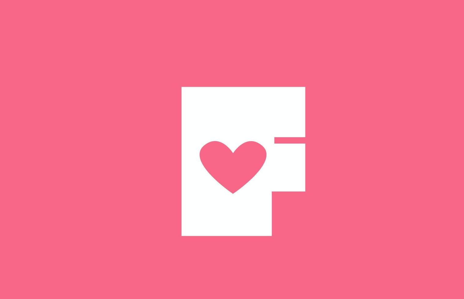 F pink love heart alphabet letter logo icon. Creative design for a dating site company or business vector