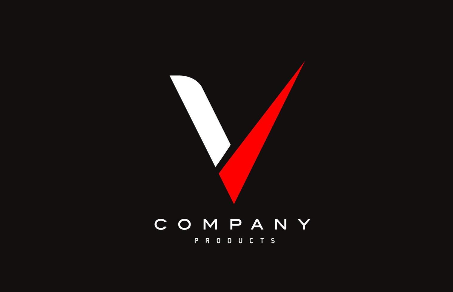 v icono del logotipo de la letra del alfabeto rojo con color negro. diseño creativo para negocios y empresas vector