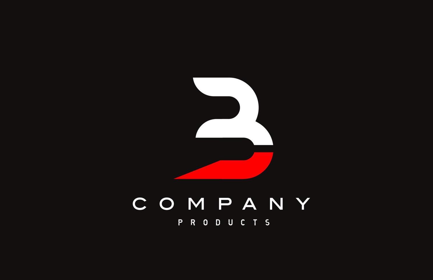 b icono del logotipo de la letra del alfabeto rojo con color negro. diseño creativo para negocios y empresas vector