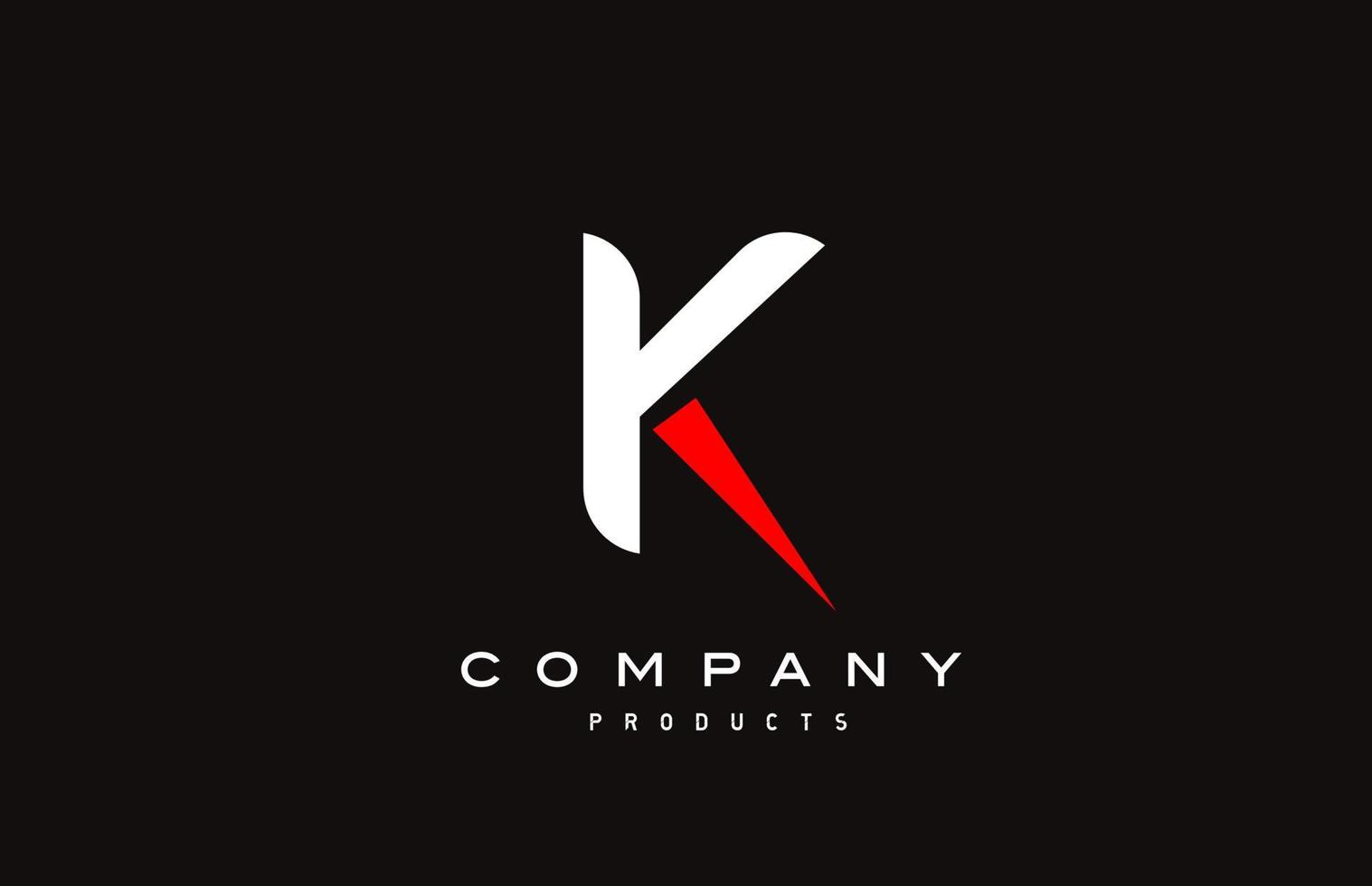 K red alphabet letter logo icon with black colour. Creative design for business and company vector