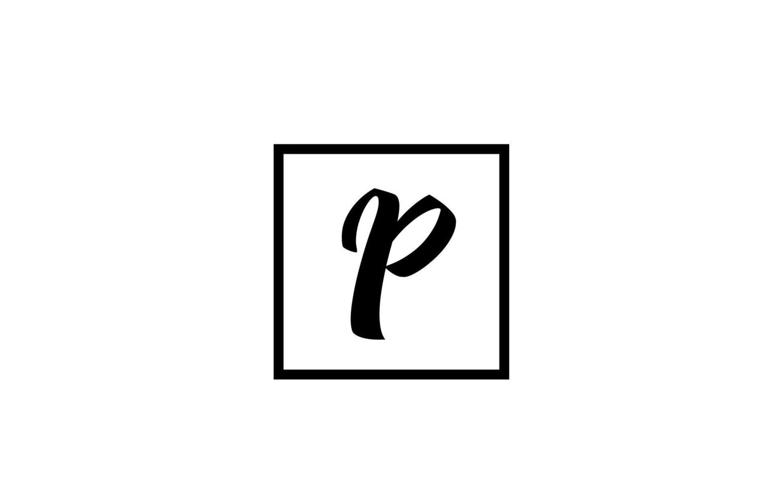 P alphabet letter logo icon. Simple black and white design for business and company vector