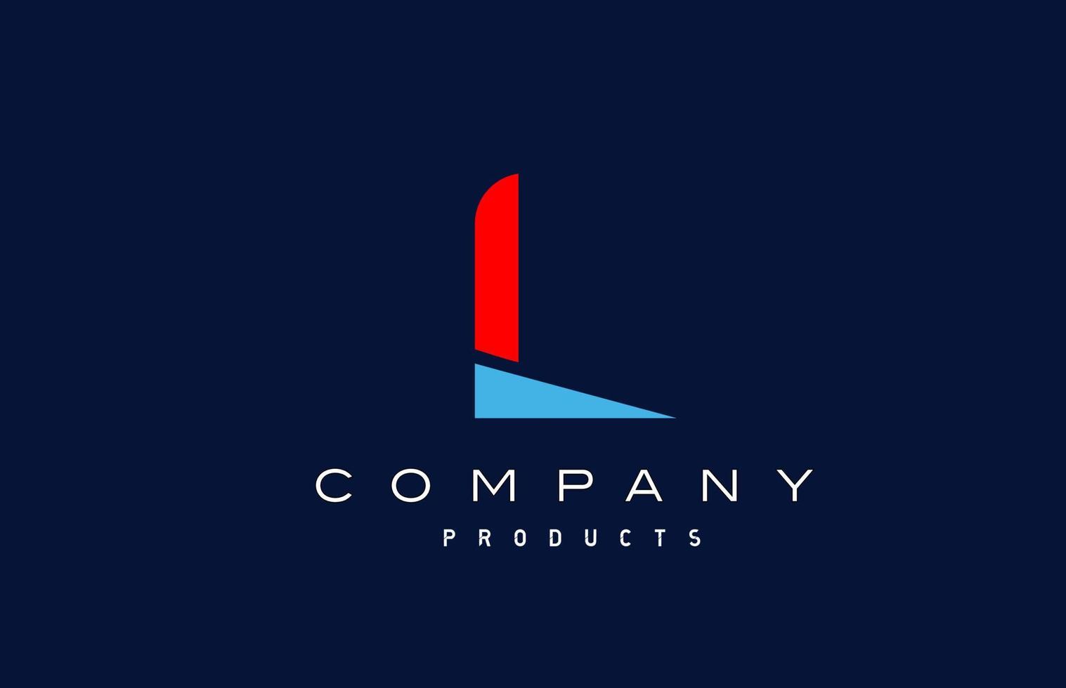 blue red L alphabet letter logo icon. Design for company and business vector