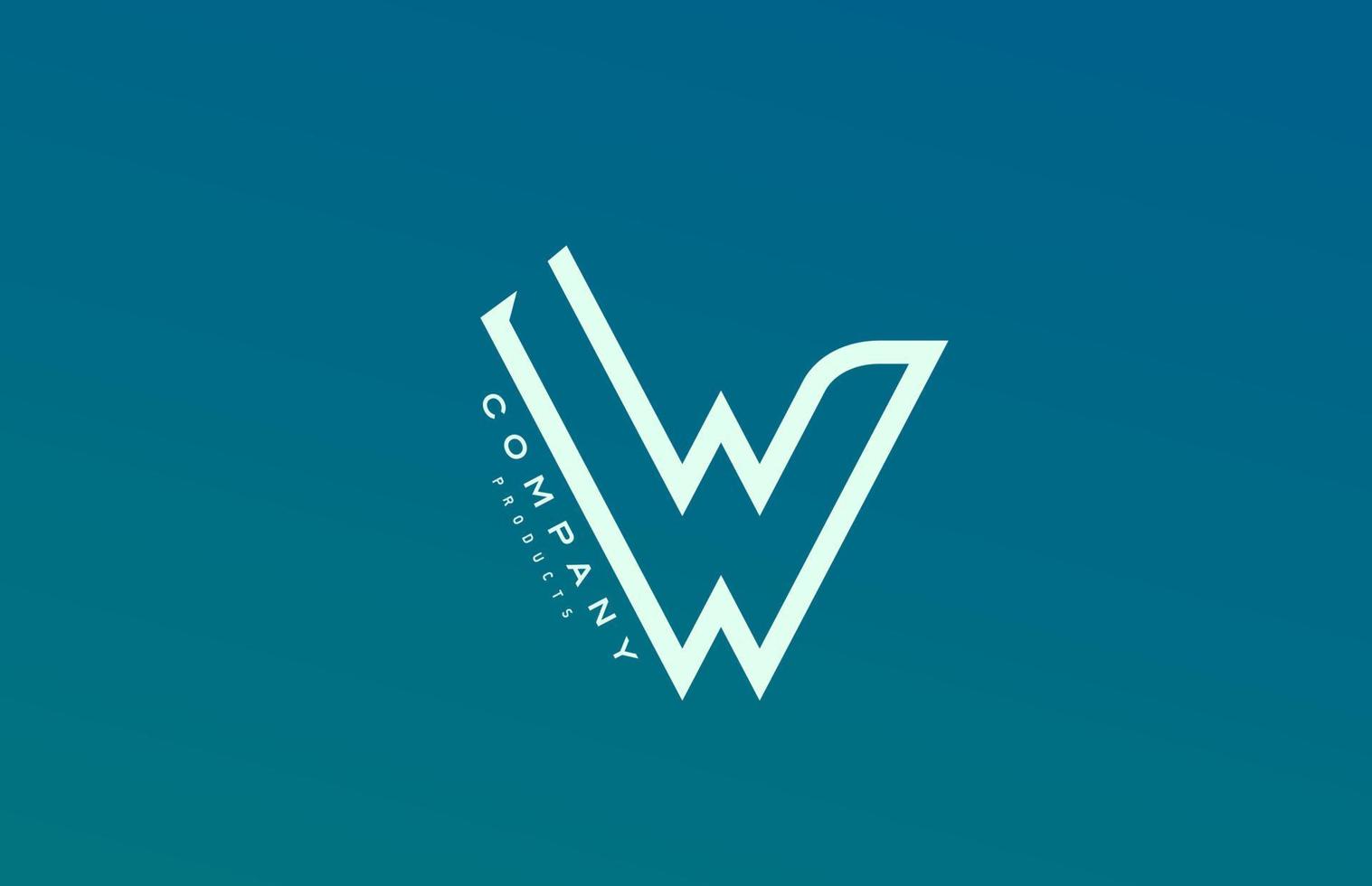 icono del logotipo de la letra del alfabeto w azul blanco con línea. diseño para negocios y empresa vector