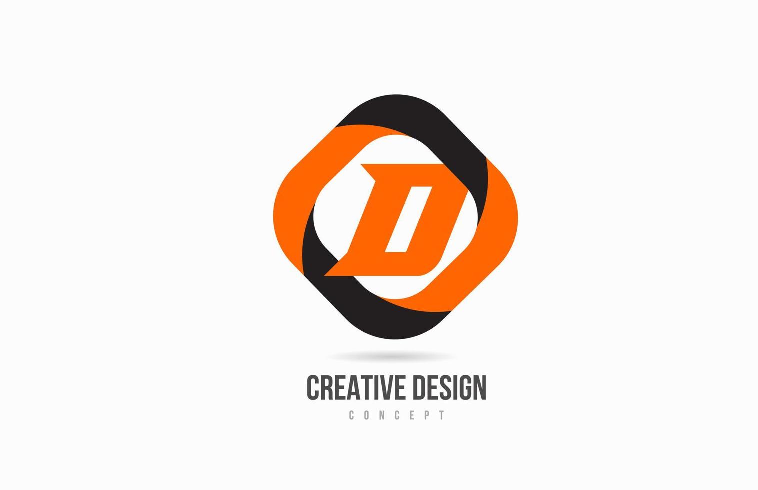 D alphabet letter logo icon in orange colour. Design for business and company vector