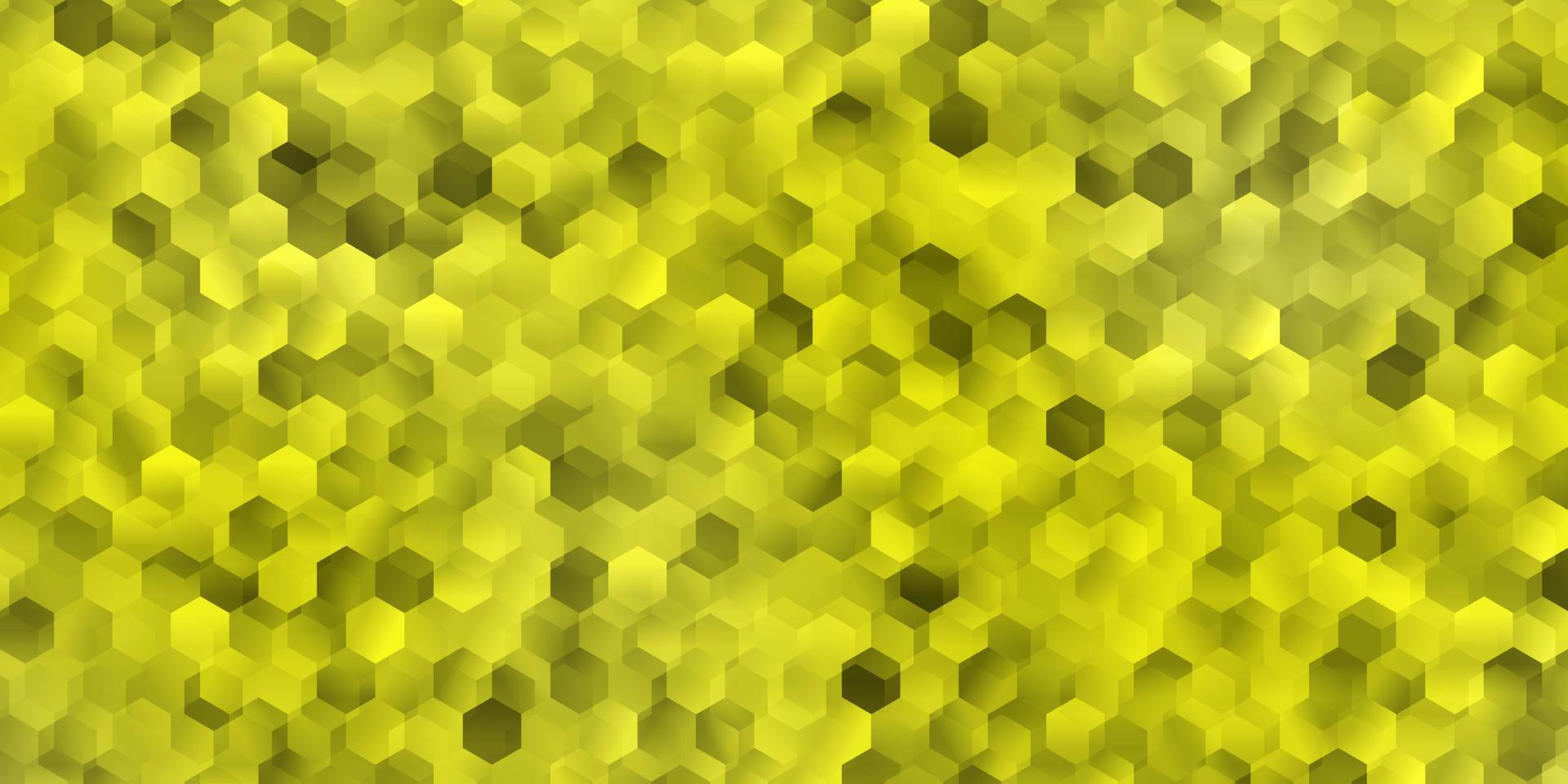 textura vectorial amarilla clara con hexágonos coloridos. vector