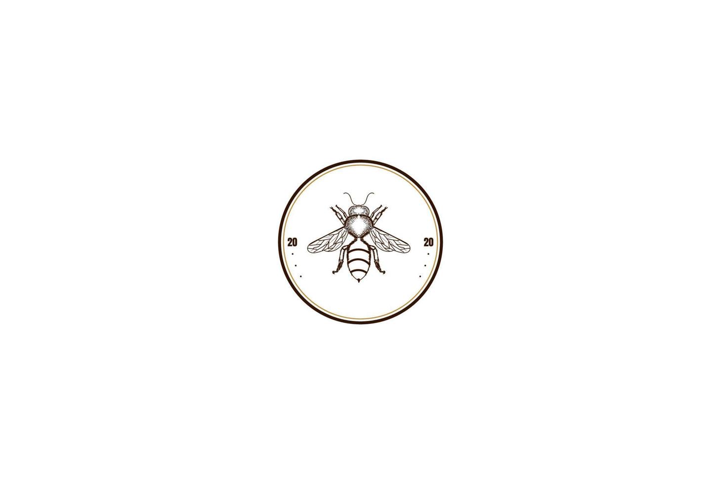 abeja retro vintage para diseño de logotipo de etiqueta de producto de miel vector