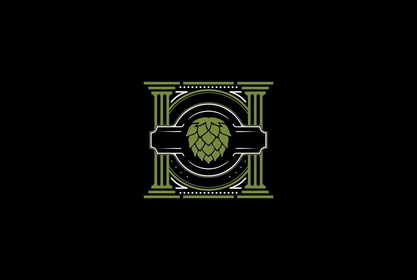 Vintage Retro Hop with Pillar for Brewing Brewery Label Logo Design Vector
