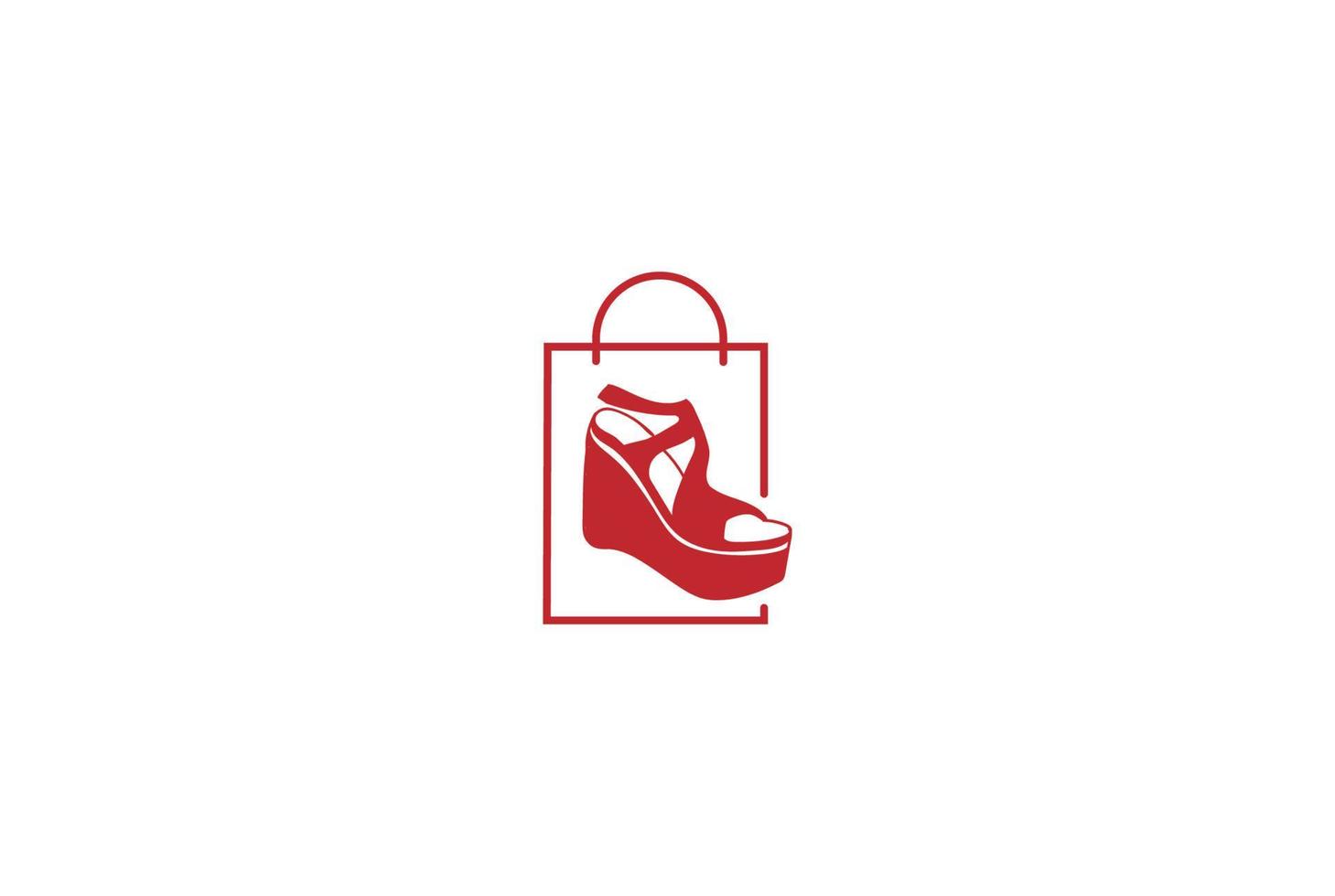 Female Woman Lady Girl High Heel Shoe Shopping Bag Store Logo Design Vector