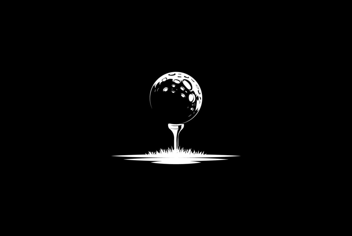 Vintage Retro Moon with Tee Golf for Sport Club Competition Logo Design Vector