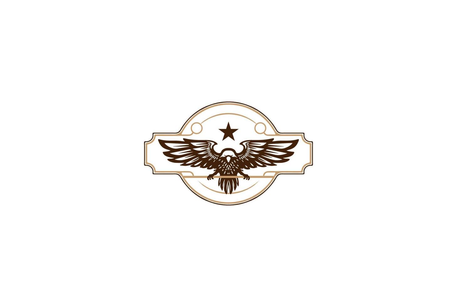 Vintage Retro Eagle Hawk Falcon Bird Badge Emblem Logo Design Vector