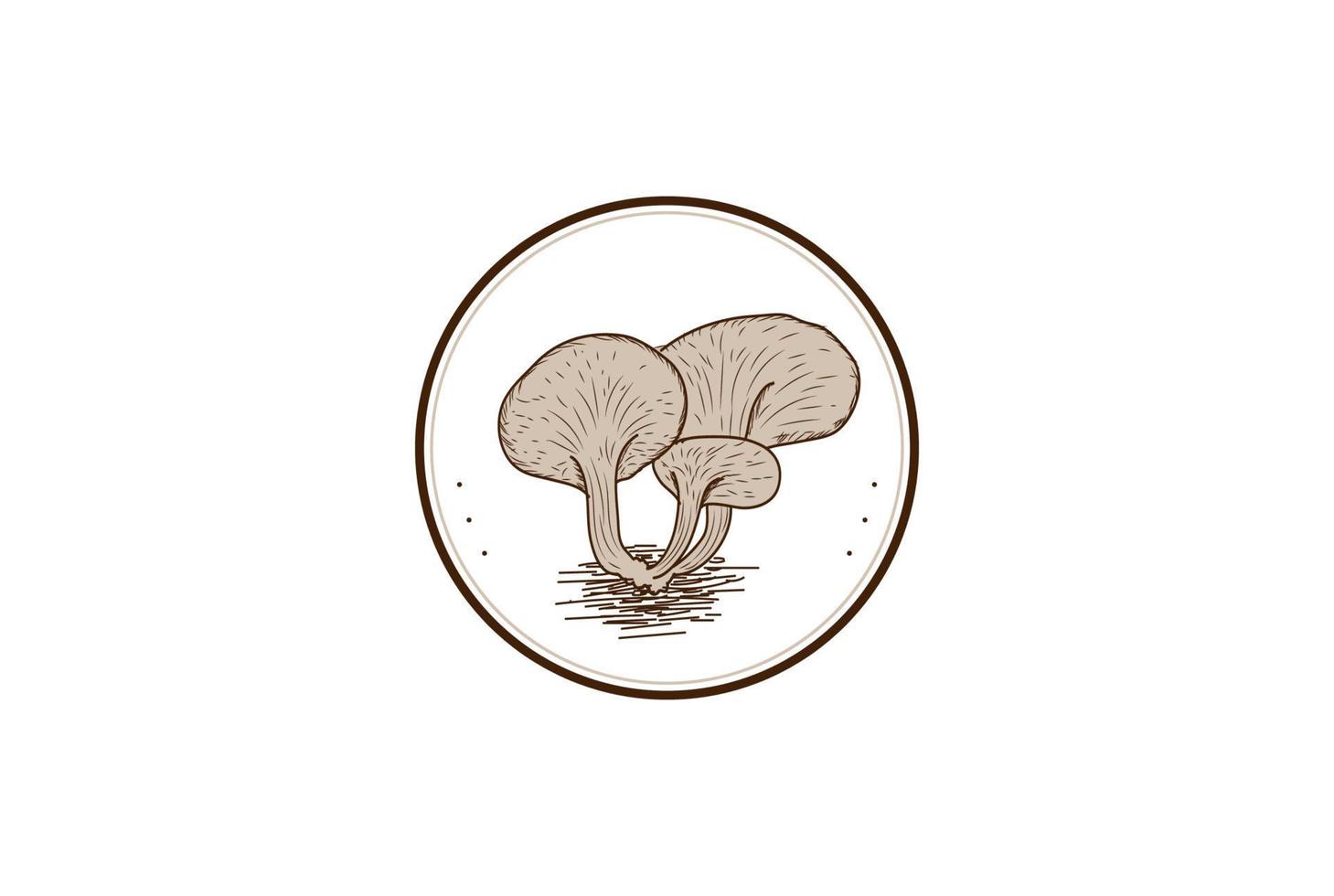 Vintage Retro Mushroom Healthy Food Logo Design Vector