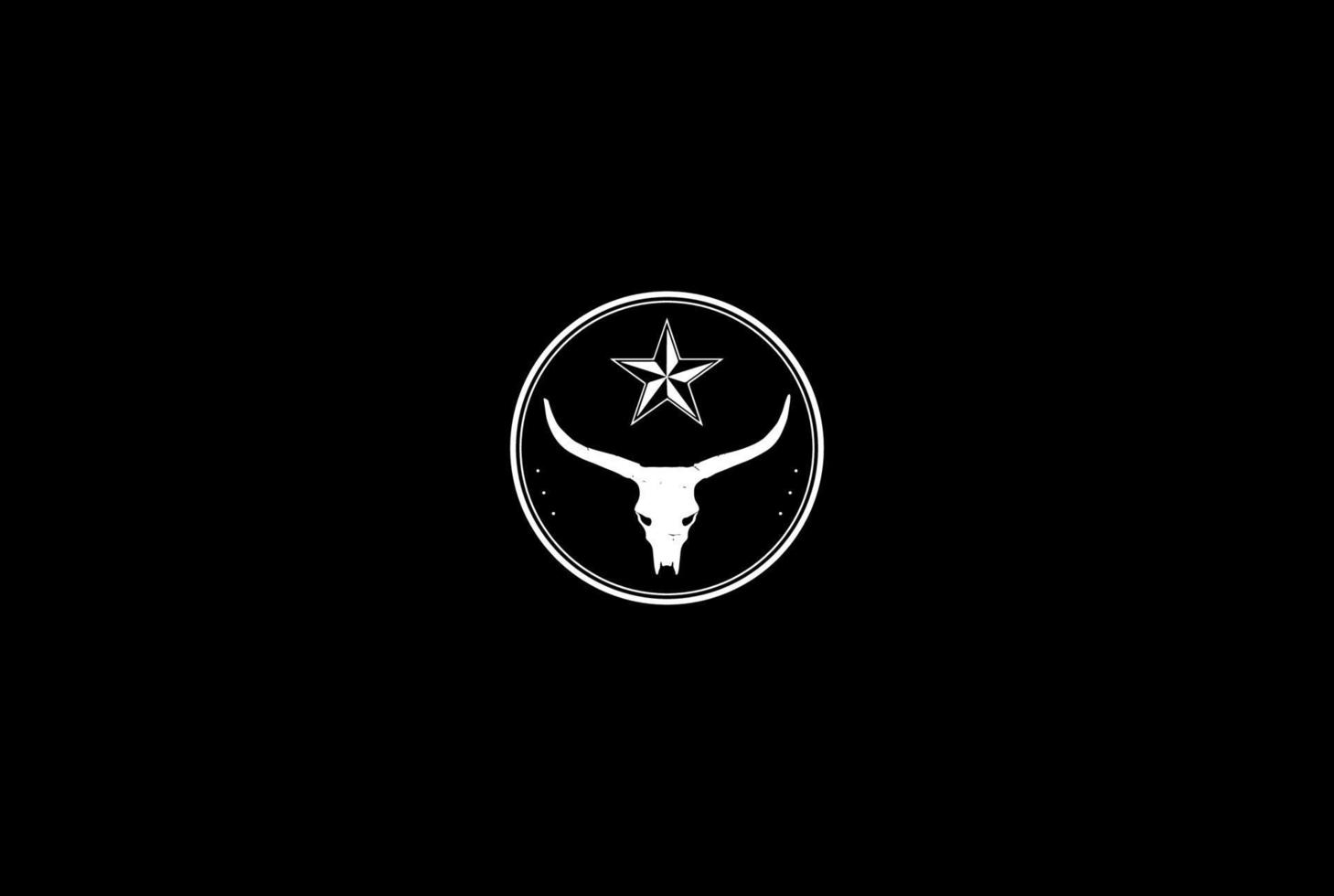 vector de diseño de logotipo de toro de cuernos largos de estrella de texas vintage
