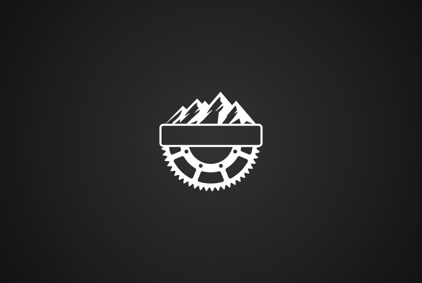 Mountain Hill with Gear Cog for Mining or Bike Sport Badge Label Seal Sticker Logo Design Vector