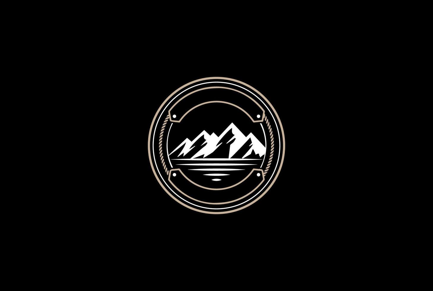 Ice Snow Mountain for Adventure Badge Label Seal Sticker Logo Design Vector