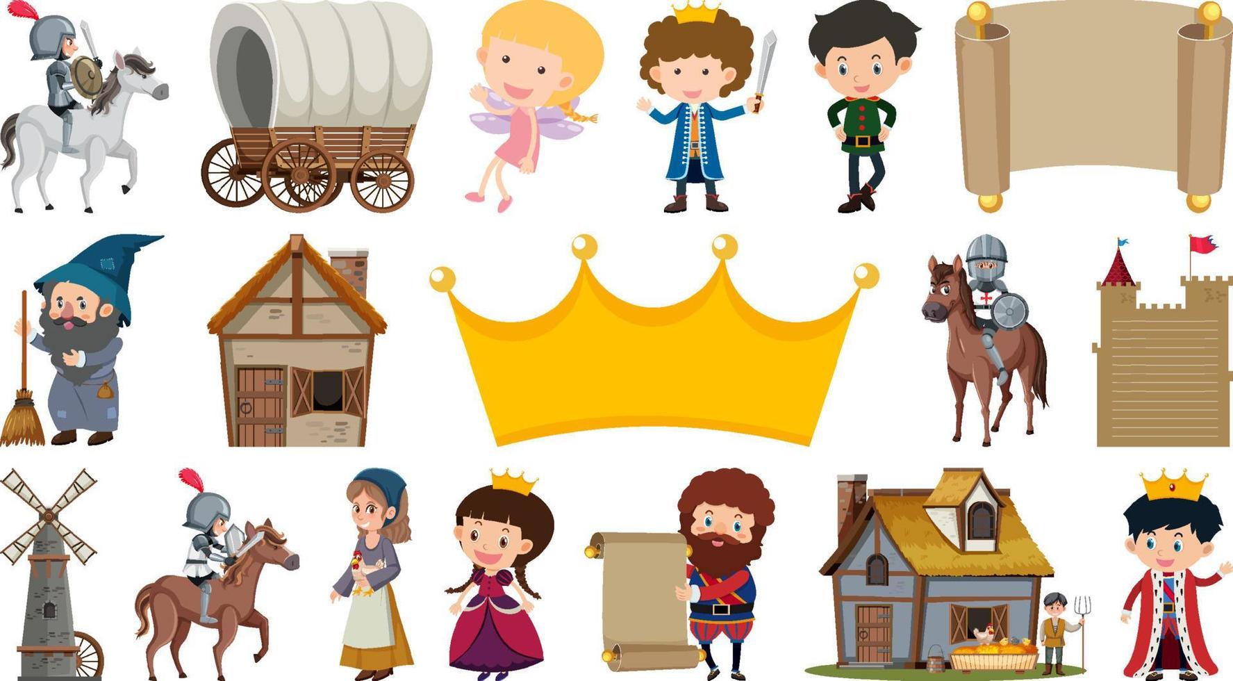 Set of fantasy cartoon characters vector