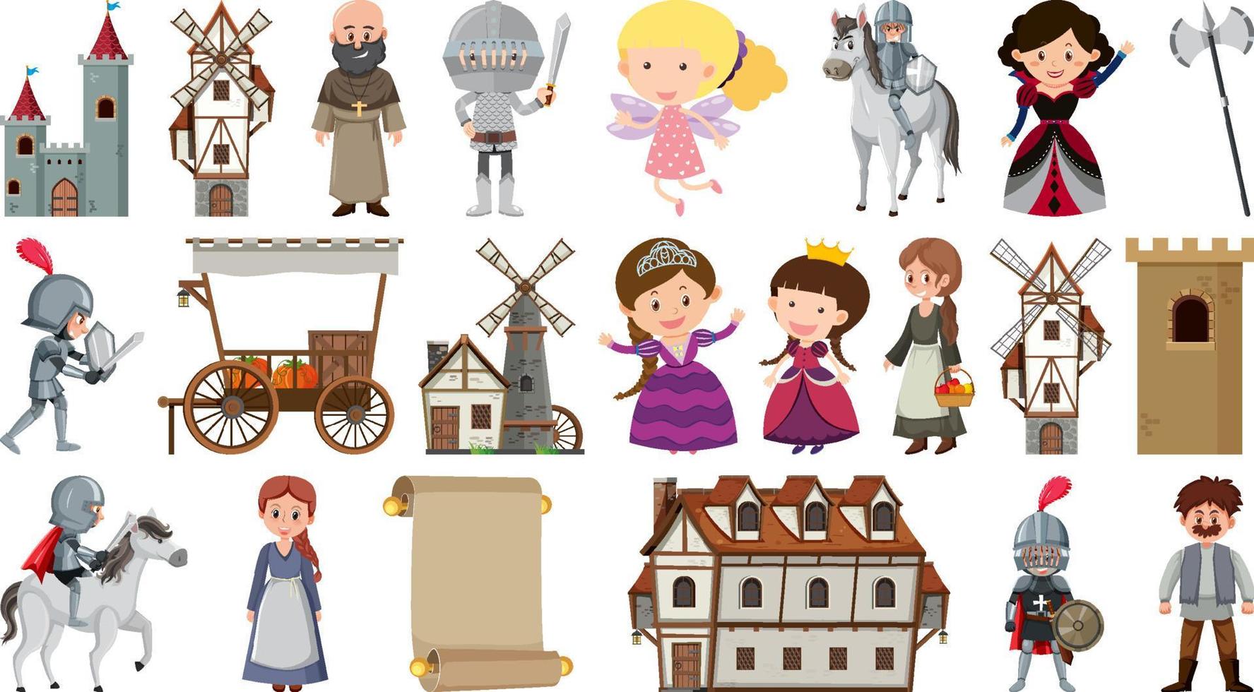 Set of fantasy cartoon characters vector