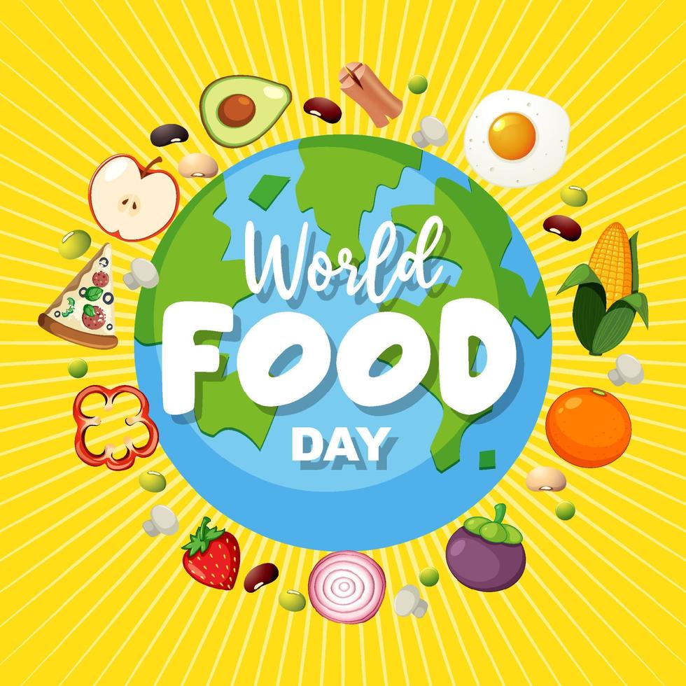 World Food Day logo with healthy food ingredients vector