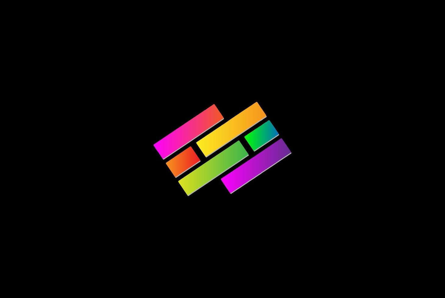Simple Minimalist Colorful Geometric Brick Stone Logo Design Vector